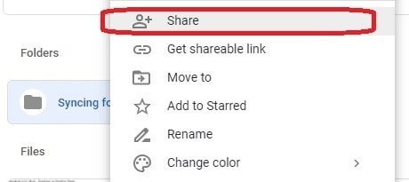 sharing the folder
