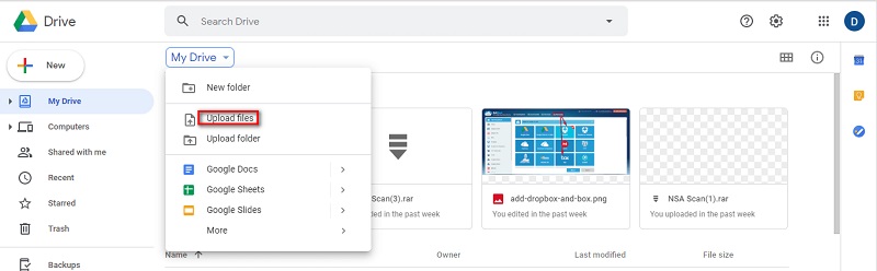 upload to Google Drive