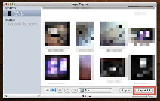 如何将照片从Android传输到Mac-Image-Capture