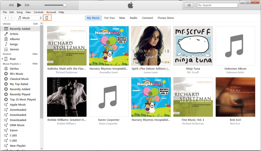 iPad-Musikbibliothek auswählen