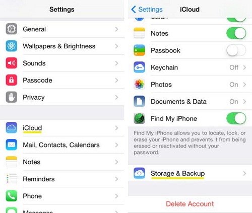 نقل الموسيقى من iPhone إلى iCloud - قم بتشغيل مفتاح iCloud Backup