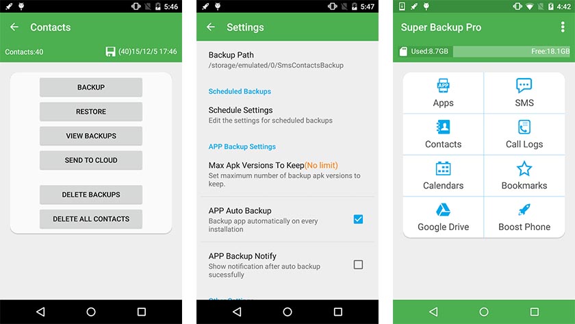 top 5 contactos uteis aplicativos de backup para android