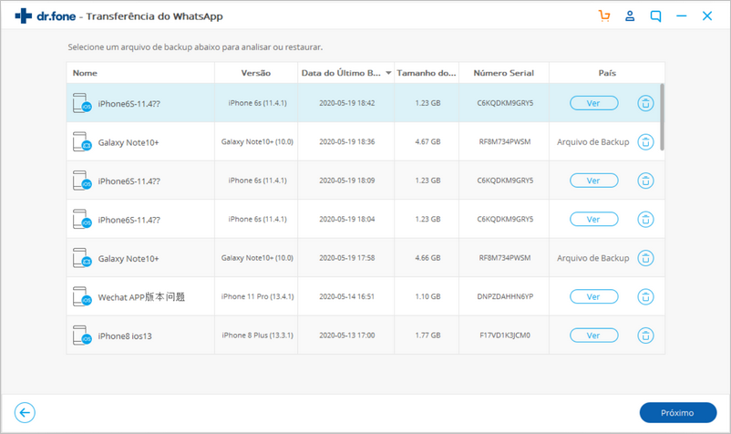 Restauração de backup de Whatsapp business