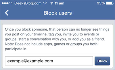 como bloquear pessoas no facebook no iphone ipad