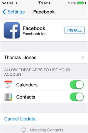 sincronizar os contactos do facebook com o iphone utilizando as definicoes