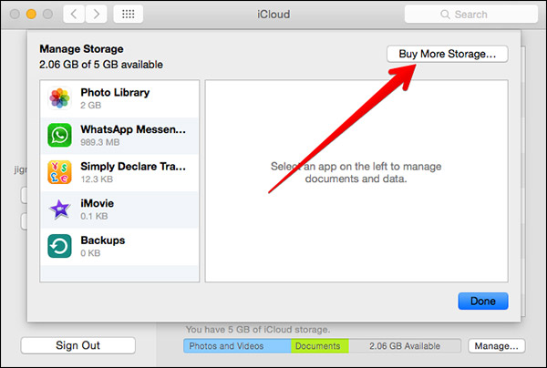 como atualizar iCloud armazenamento no mac