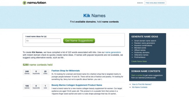 os 10 melhores sites para bons bonitos e legais nomes do kik