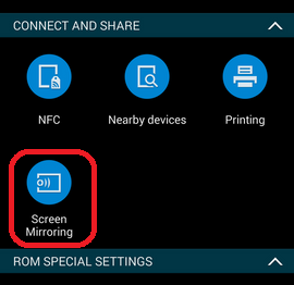 use Allshare Cast to turn on screen mirroring on Samsung Galaxy