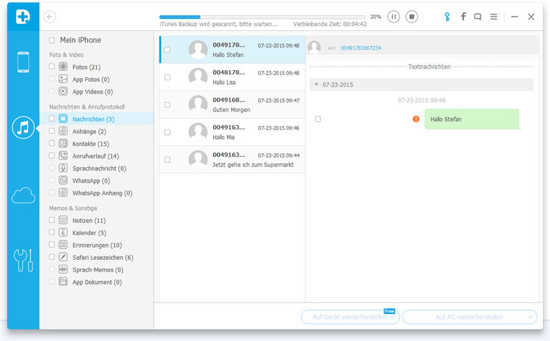 Sichert iTunes Textmitteilungen? Wie stellt man sie wieder her?
