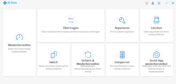 dr.fone toolkit main screen