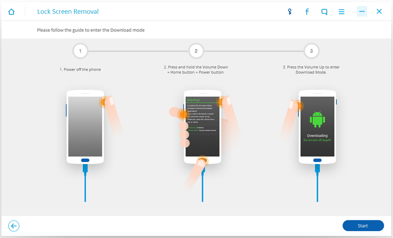 riavvia il telefono in modalità download