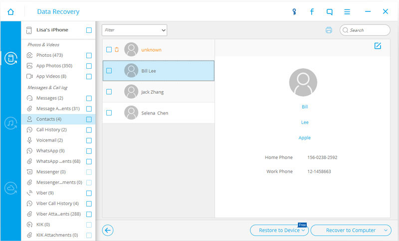 estrarre i contatti iphone in file csv 