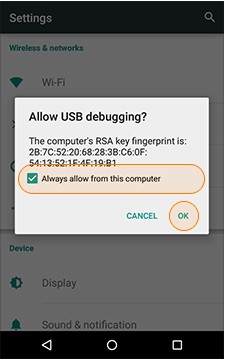 como permitir a depuração de usb em seu dispositivo Android