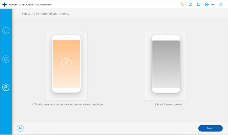 sauvegarder android avec écran cassé - sélectionnez le type de défaut de votre téléphone