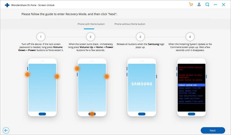 enter recovery mode with home button