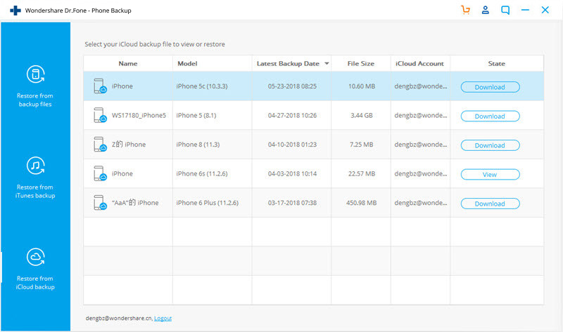 iCloud إلى Android - قم بتحميل نسخة احتياطية من iCloud