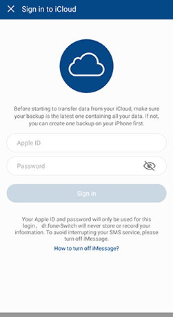log in to icloud from android
