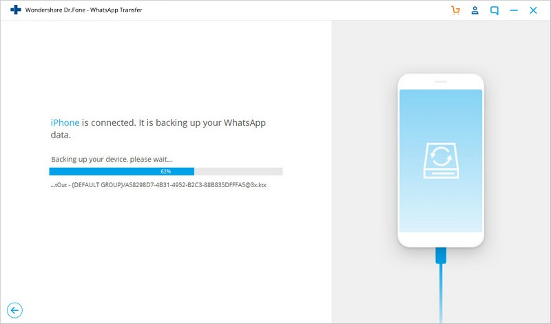 démarrer la sauvegarde - comment transférer les données WhatsApp de l'iPhone vers le PC