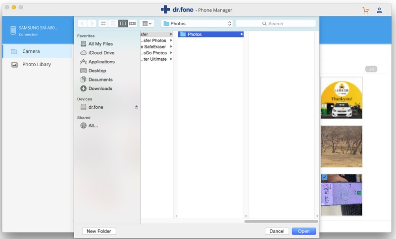 选择Mac上的文件夹以保存iPhone视频
