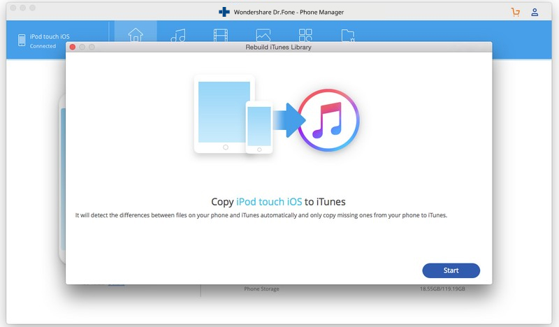 Musik vom iPod Touch zu iTunes übertragen - Kopieren starten