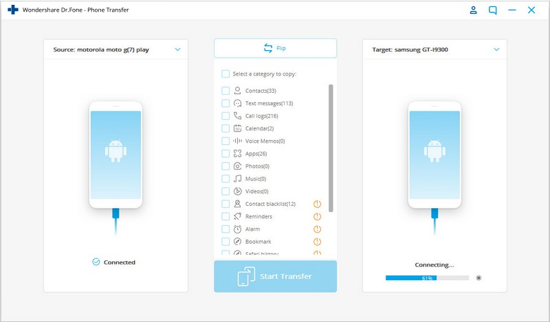 Transfer from Old Android to Samsung Galaxy-connect devices to computer