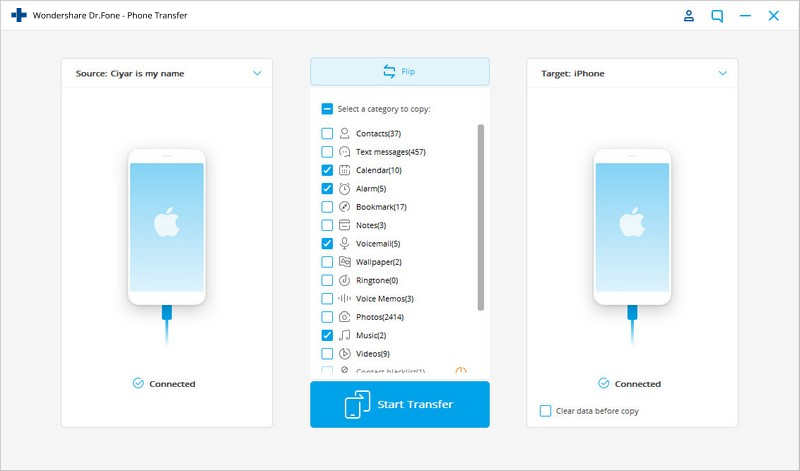 connetti entrambi i dispositivi per trasferire i dati