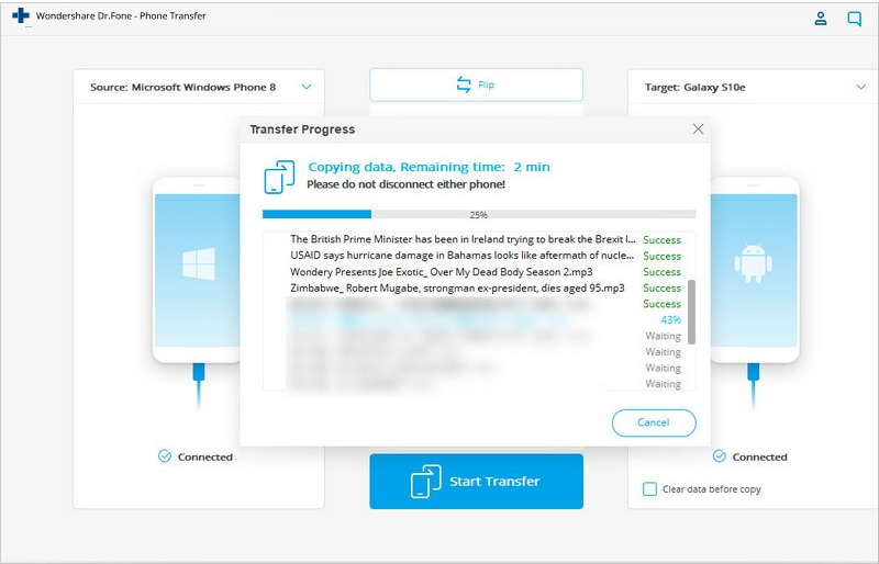 How to tranfser files from Nokia to Samsung S8-transferring