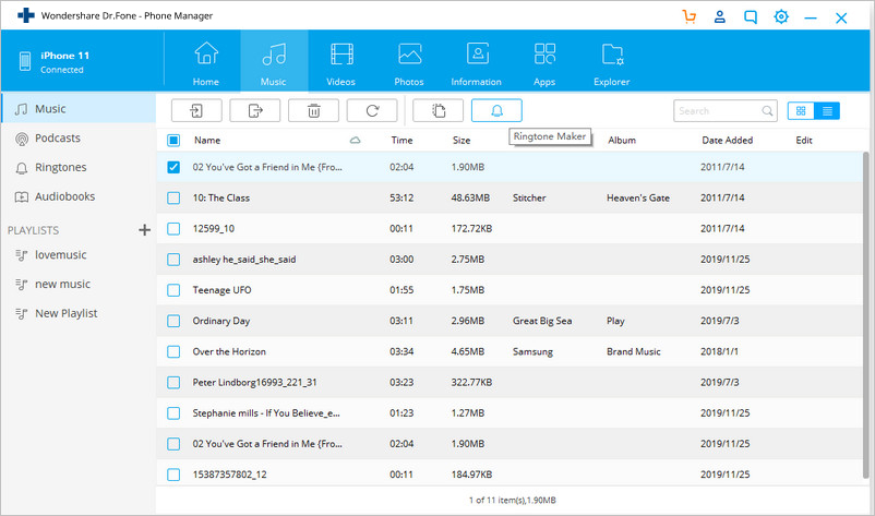 come personalizzare le suonerie per iPhone-select ringtone maker