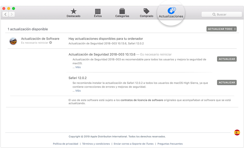 error 29 de iphone-presiona Actualizar