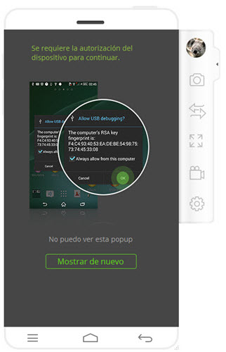 Android Grabadora de Pantalla - Permite depurificacion USB