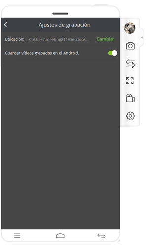 Grabadora de Pantalla Android - Cambia la configuracion de guardado