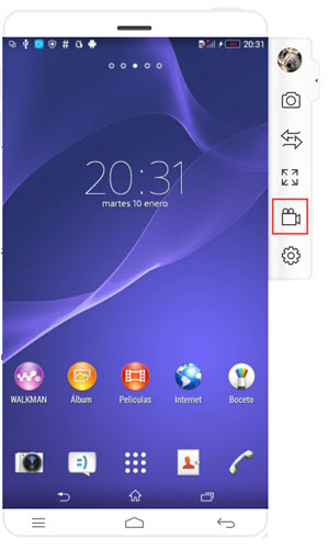 grabadora de pantalla Android - boton de grabar Android
