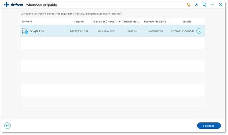 elige registros de respaldo de whatsapp