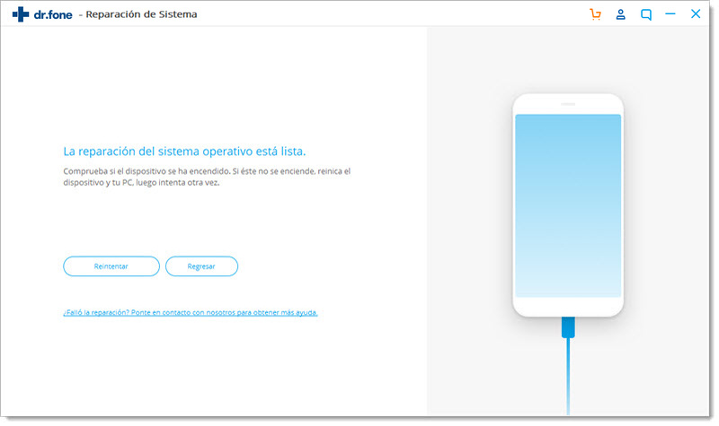 reparación finalizada del sistema de iphone