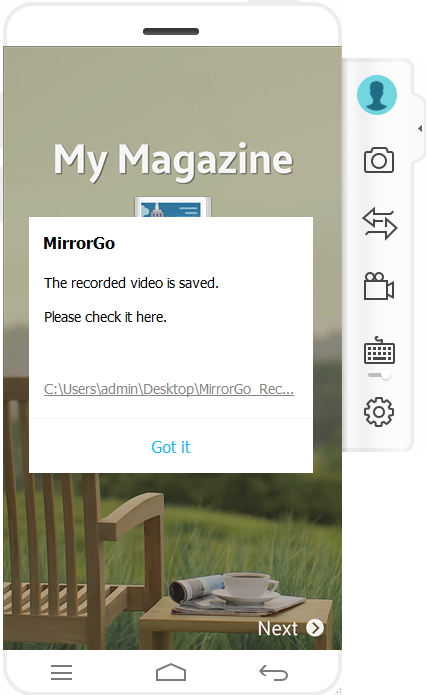 Grabar pantalla de Android con MirrorGo
