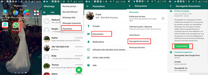 sauvegarde des messages WhatsApp