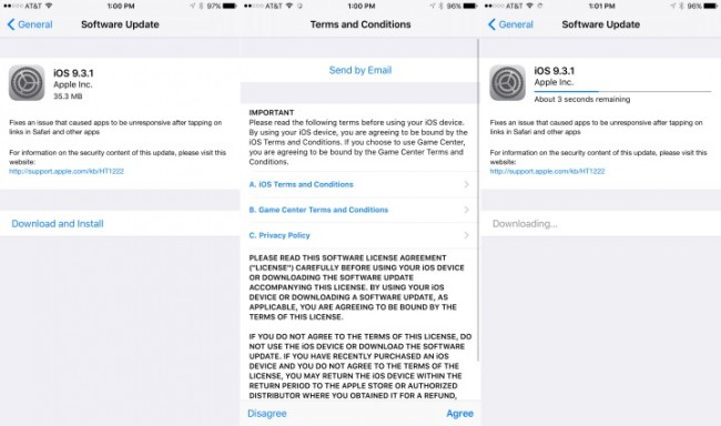 installare il nuovo iOS 9.3.1 per risolvere tutti i problemi