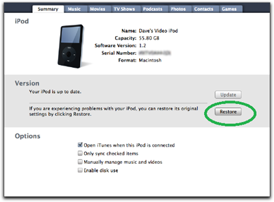 come ripulire i dati dall ipod classic