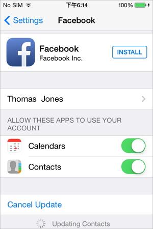 sincronizzazione dei contatti di facebook con iphone tramite le impostazioni