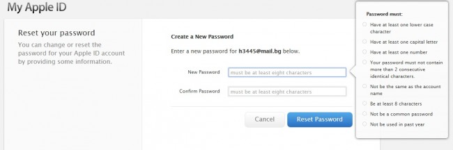 come reimpostare perso icloud e mail password