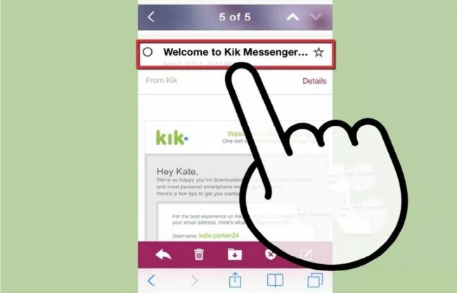 Passo 5 to login Kik messenger on mobile phone