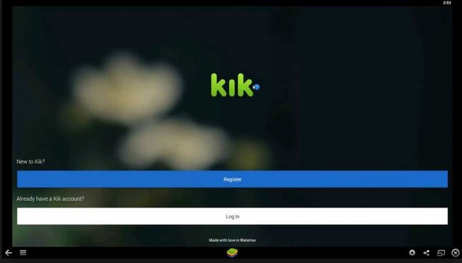 accedere a kik online senza download utilizzando bluestack