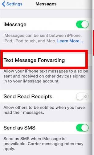abilita il message forwarding per ricevere ed inviare messaggi su ipad e mac