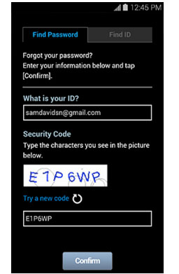passaggi per recuperare la password del samsung account