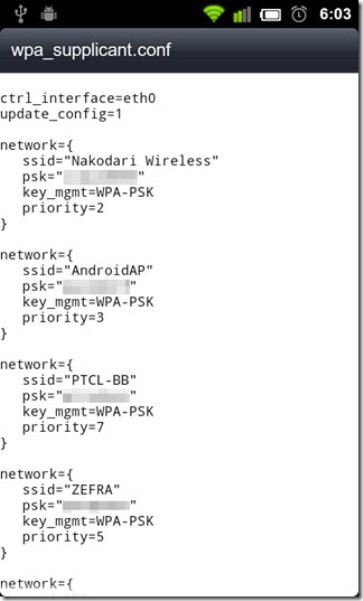 mostrare la password del wifi password su un dispositivo android con root