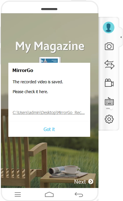 MirrorGo record screen