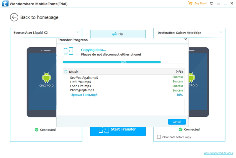How to transfer data from Acer device to other Android devices?