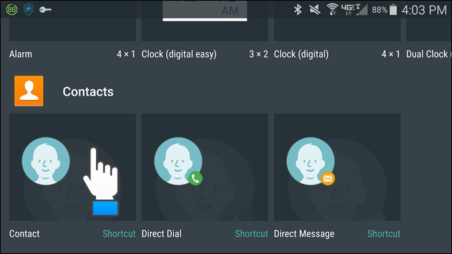 passos para adicionar o widget de contatos favoritos no smartphone