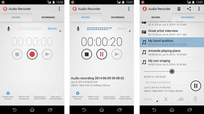 aplicación Grabadora de Audio para Android