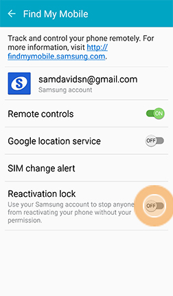 отключить блокировку повторной активации Samsung